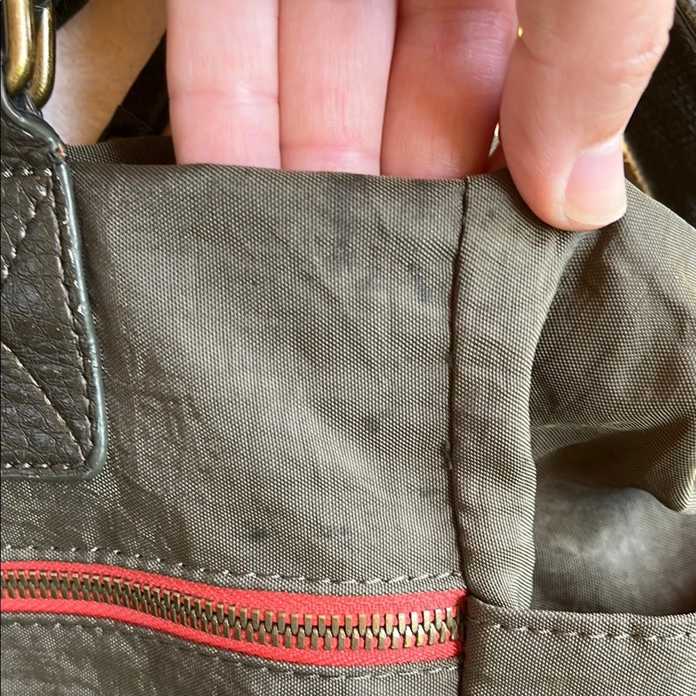 PISTIL Olive Green Shoulder Bag with Leather Handles - Picture 10 of 17